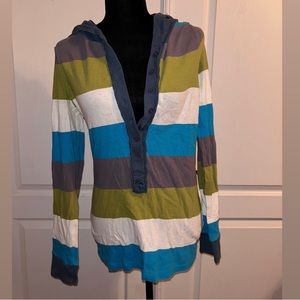 Free People - Striped Button Down Hoodie - Women’s Size Medium